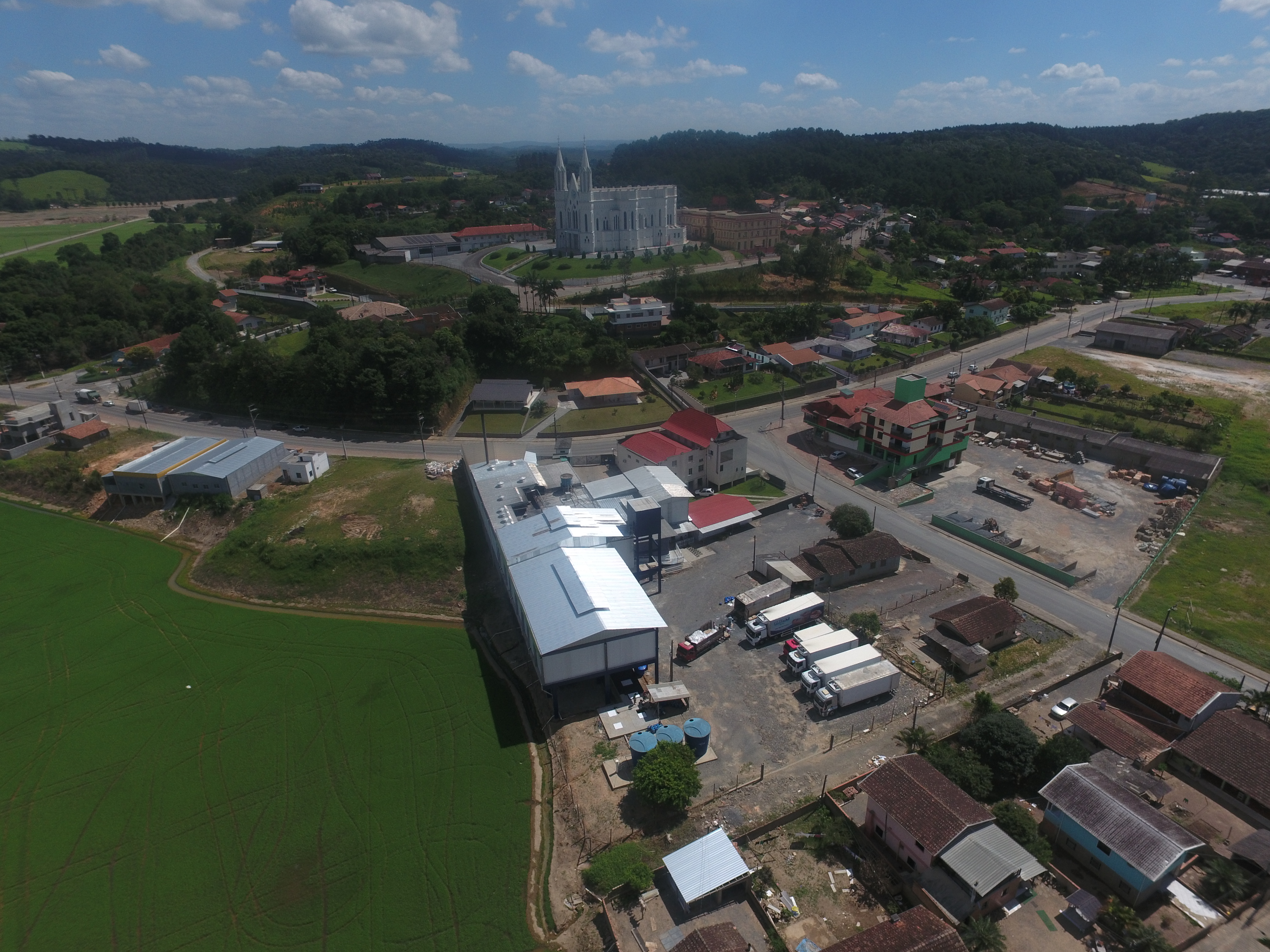 Vista aérea da fábrica Bonatti em Rio do Oeste