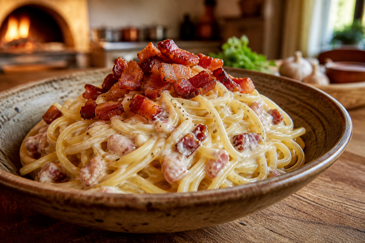 Macarrão ao creme de bacon